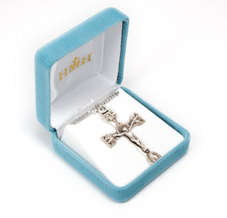 2 3/16-inch Sterling Silver Crucifix with 24-inch Chain