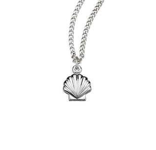 1 2 Inch Sterling Silver Holy Baptism Shell Medal With 13 Inch Chain