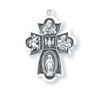 13/16" Sterling Silver 4-Way Medal with 18" Chain