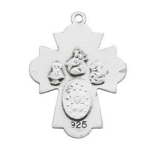 13/16-inch Sterling Silver 4-Way Medal with 18-inch Chain