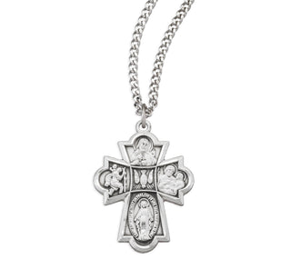 13 16 Inch Sterling Silver 4 Way Medal With 18 Inch Chain