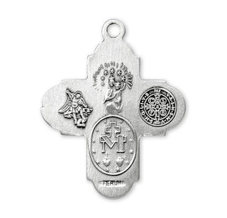 Saint Benedict Sterling Silver Four Way Medal
