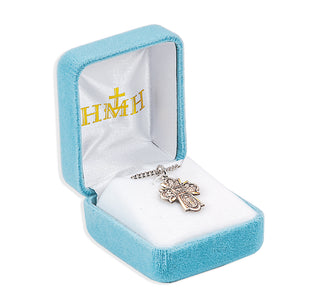 13/16-inch Sterling Silver 4-Way Medal with Chalice in Center with 18-inch Chain