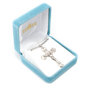 1 15/16-inch Sterling Silver Crucifix with 24-inch Chain
