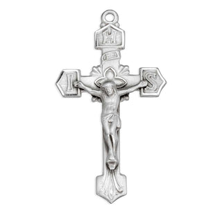 1 11/16-inch Sterling Silver Crucifix with 24-inch Chain