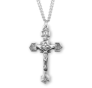 1 11 16 Inch Sterling Silver Crucifix With 24 Inch Chain