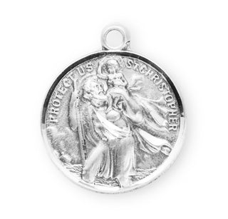 Sterling Silver Round St. Christopher/St. Raphael Medal