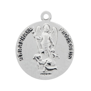 Sterling Silver Round St. Christopher/St. Raphael Medal