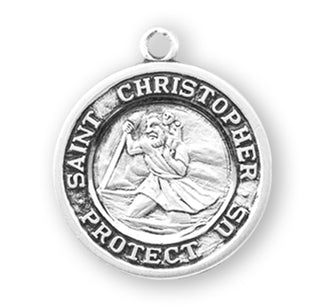 Sterling Silver Round St. Christopher Medal