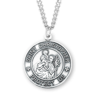 Sterling Silver Round Saint Christopher Medal