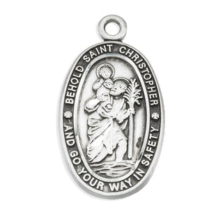 Sterling Silver Oval St. Christopher Medal