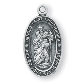 Sterling Silver Oval St. Christopher Medal - SALE