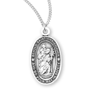 Sterling Silver Oval Saint Christopher Medal