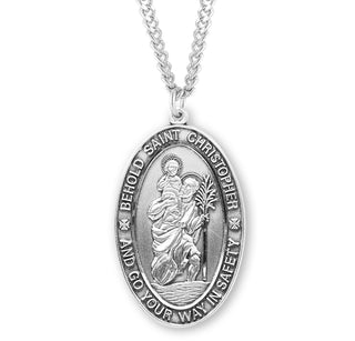 Sterling Silver Oval Saint Christopher Medal