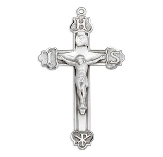 1 7/8-inch Sterling Silver Crucifix with 24-inch Chain