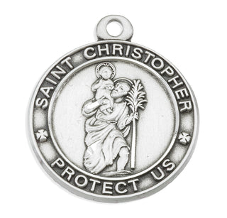 Sterling Silver Round St. Christopher Medal