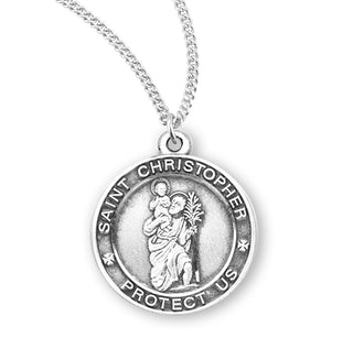 Sterling Silver Round Saint Christopher Medal