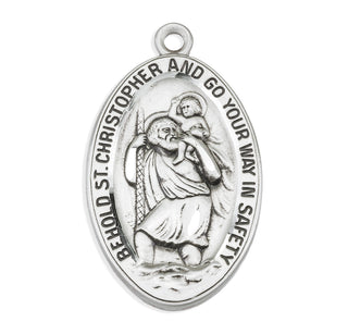 Sterling Silver Oval St. Christopher Medal