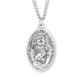 Sterling Silver Oval Saint Christopher Medal