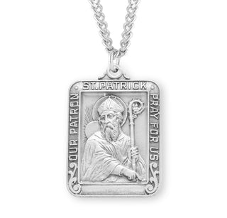 1 1 8 Inch Sterling Silver Square St Patrick Medal With 24 Inch Chain
