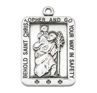 Sterling Silver Square St. Christopher Medal