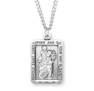 Sterling Silver Square Saint Christopher Medal