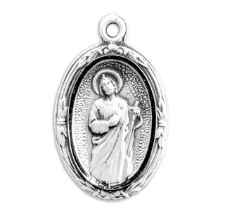 3/4-inch Sterling Silver St. Jude Medal with 18-inch Chain