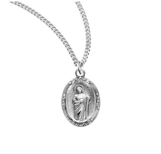 3 4 Inch Sterling Silver St Jude Medal With 18 Inch Chain