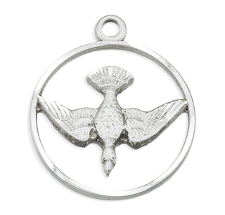 7/8-inch Sterling Silver Holy Spirit Medal with 18-inch Chain