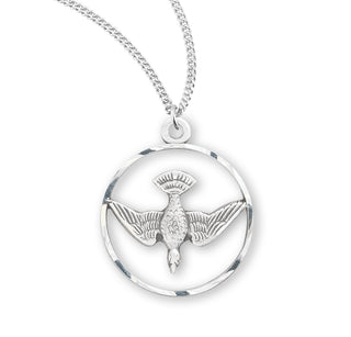 7 8 Inch Sterling Silver Holy Spirit Medal With 18 Inch Chain