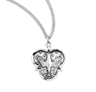 7 8 Inch Sterling Silver Holy Spirit Medal With 18 Inch Chain 1