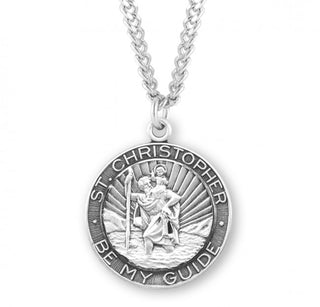 Sterling Silver Round St. Christopher Medal - SALE