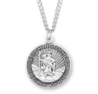 Sterling Silver Round Saint Christopher Medal