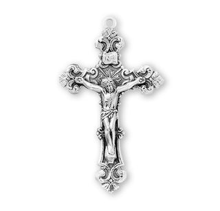 1 7/8-inch Sterling Silver Crucifix with 24-inch Chain