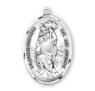 Sterling Silver Oval St. Christopher Medal