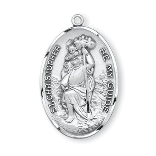 Sterling Silver Oval St. Christopher Medal - SALE