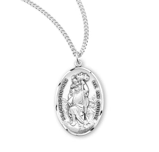 Sterling Silver Oval Saint Christopher Medal