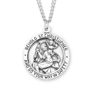 Sterling Silver Round Saint Christopher Medal