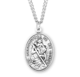 Sterling Silver Oval Saint Christopher Medal