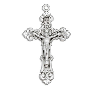 Sterling Silver 2 1/4-inch Crucifix W/Fancy Scroll Work 24-inchCh-Bxd
