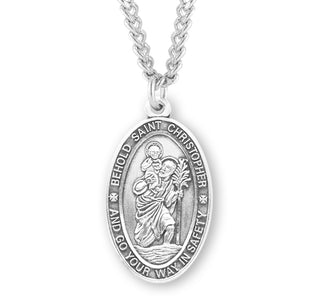 Sterling Silver Oval Saint Christopher Medal