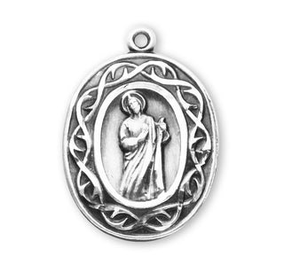 15/16-inch Sterling Silver St. Jude Medal with 18-inch Chain