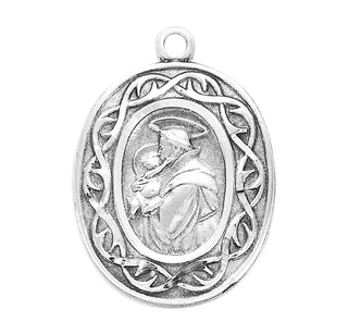 15/16-inch Sterling Silver St. Anthony Medal with 18-inch Chain