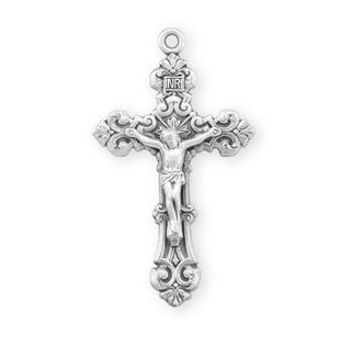 Sterling Silver Scroll Design Rosary Crucifix