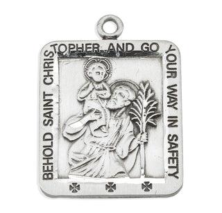Sterling Silver Square St. Christopher Medal