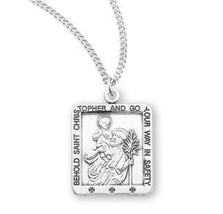 Sterling Silver Square Saint Christopher Medal