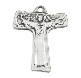13/16-inch Sterling Silver St. Francis Tau Cross with 18-inch Chain