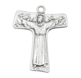 1-inch Sterling Silver Saint Francis Tau Cross with 24-inch Chain