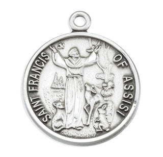7/8-inch Sterling Silver St. Francis Medal with 18-inch Chain