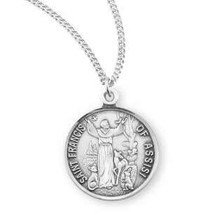 7 8 Inch Sterling Silver St Francis Medal With 18 Inch Chain